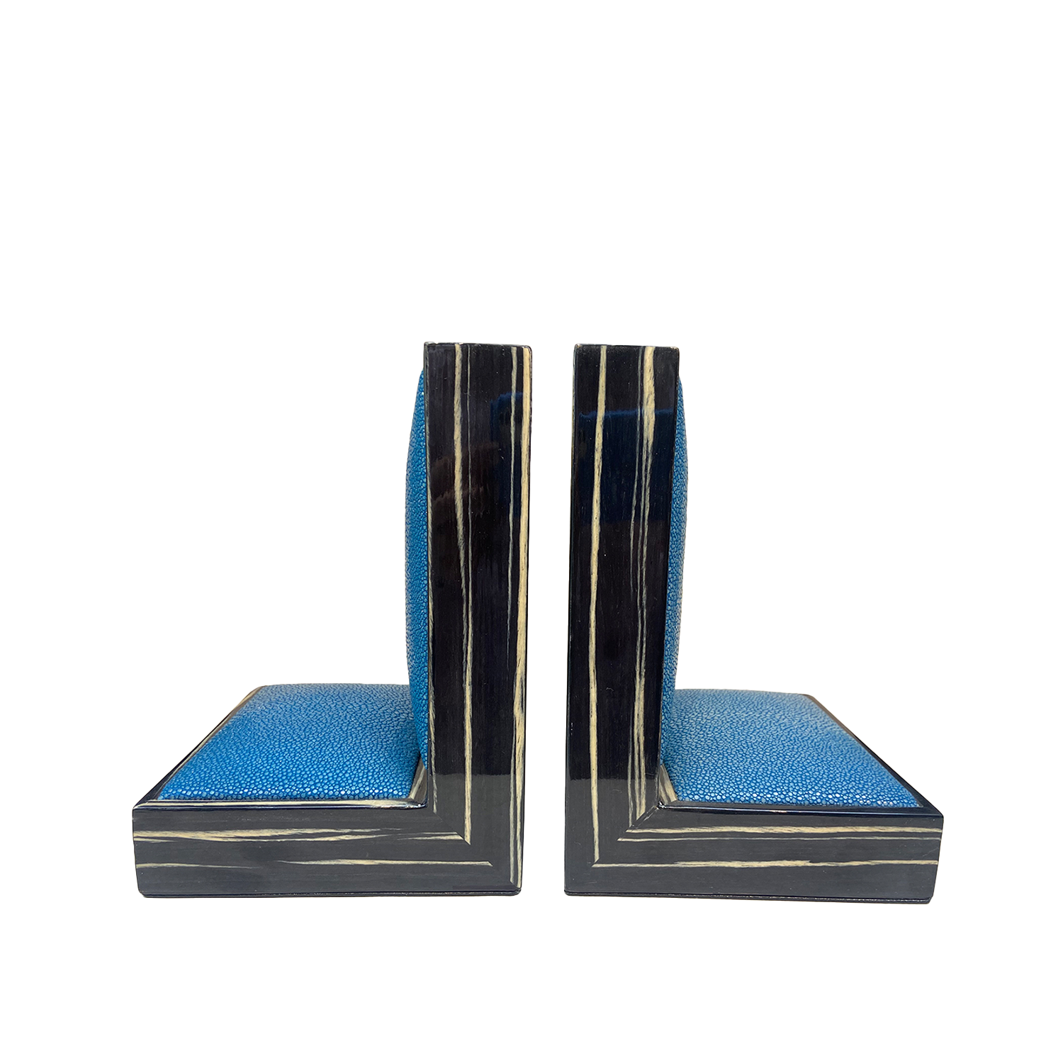 Zebrano Shagreen Bookends Pair